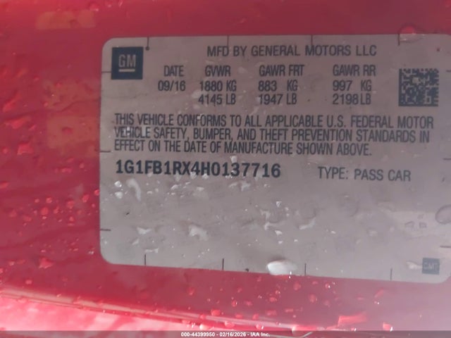 1G1FB1RX4H0137716 Chevrolet Camaro 1lt