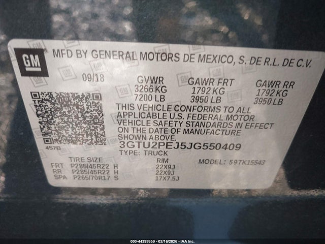 3GTU2PEJ5JG550409 GMC Sierra 1500 Denali