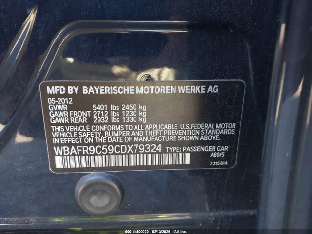 2012 BMW 550I WBAFR9C59CDX79324 Photo 8