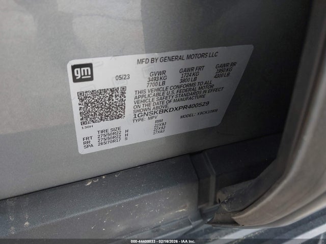 Auction sale of the 2023 Chevrolet Suburban 4wd Ls, vin: 1GNSKBKDXPR400529, lot number: 44400033