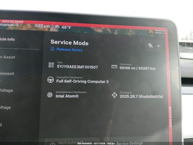 5YJYGAEE3MF301507 Tesla Model Y Long Range Dual Motor All-wheel Drive