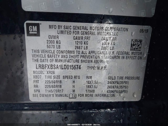 Продажа на аукционе авто 2020 Buick Envision Fwd Preferred, vin: LRBFXBSA1LD015674, номер лота: 44400071