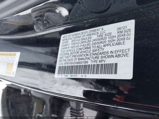 5FNYF6H2XNB001966 Honda Pilot Awd Special Edition