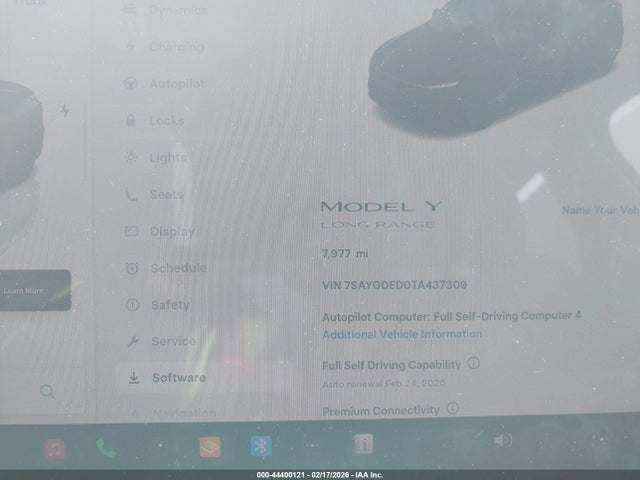 2026 Tesla Model Y Premium Rear-wheel Drive/standard Rear-wheel Drive მანქანა იყიდება აუქციონზე, vin: 7SAYGDED0TA437309, აუქციონის ნომერი: 44400121