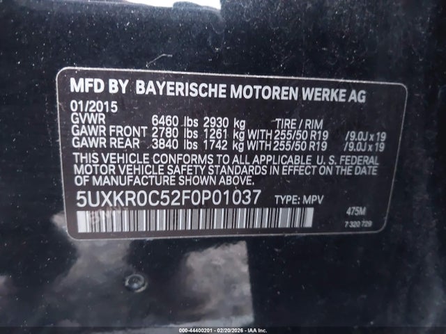 BMW X5 Xdrive35i 2015 5UXKR0C52F0P01037 Image 9