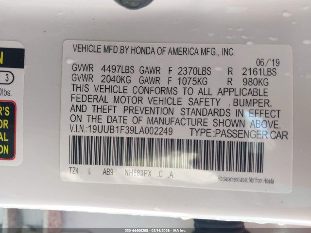 19UUB1F39LA002249 Acura Tlx Standard