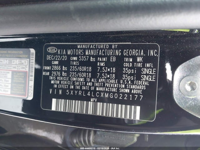 Продажа на аукционе авто 2021 Kia Sorento S, vin: 5XYRL4LCXMG022177, номер лота: 44400215