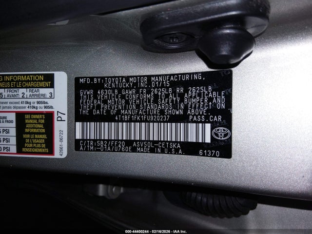 Toyota CAMRY SE 2015 4T1BF1FK1FU920237 Image 9