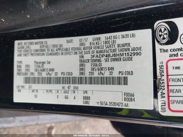 Ford FIESTA SE 2017 3FADP4BJ8HM152990 Image 9