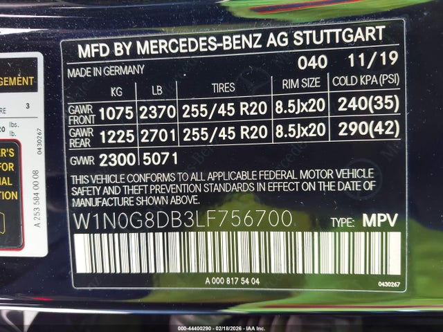 W1N0G8DB3LF756700 Mercedes-Benz GLC 300