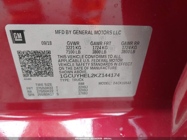 1GCUYHEL2KZ144174 Chevrolet Silverado 1500 High Country