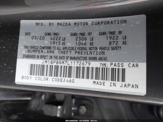 JM1BPBNM7L1172679 Mazda Mazda3 Premium Package