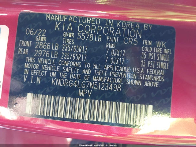 KNDRG4LG7N5123498 KIA Sorento Hybrid S