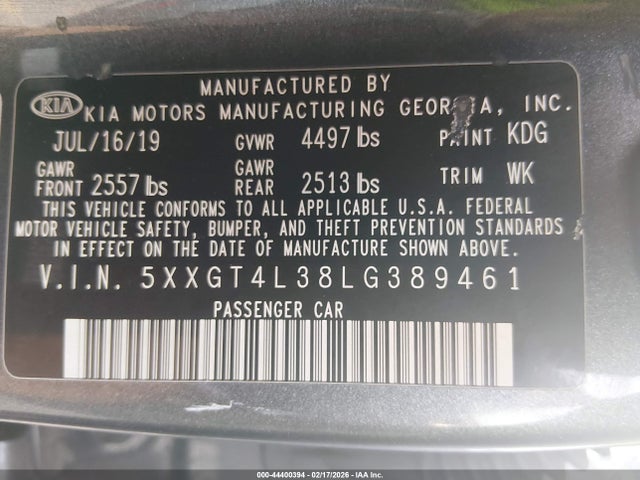 2020 KIA OPTIMA 5XXGT4L38LG389461 Photo 8