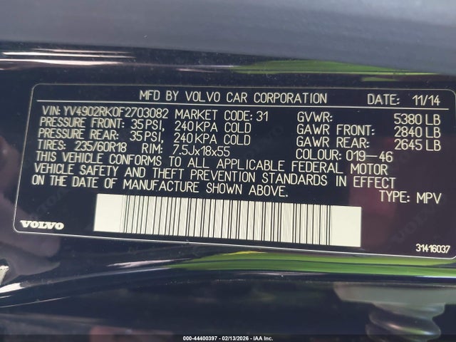 Volvo Xc60 T6 2015 YV4902RK0F2703082 Image 9