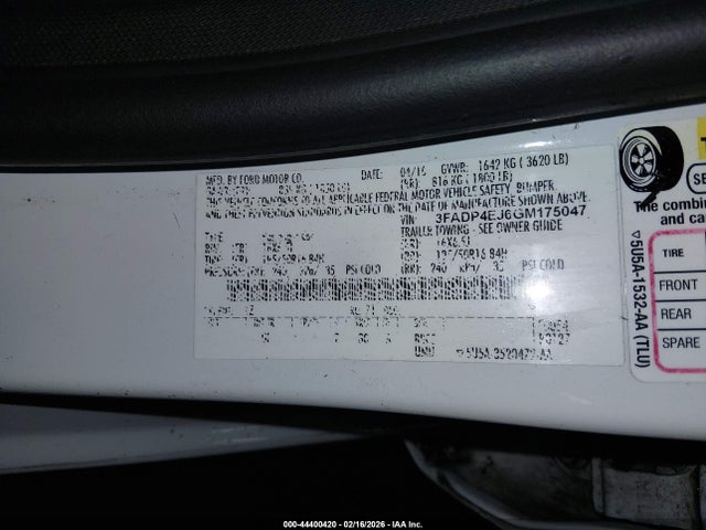 3FADP4EJ6GM175047 Ford FIESTA SE