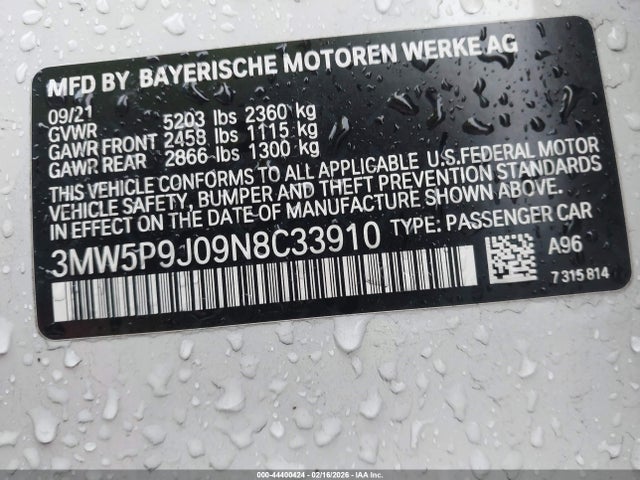 3MW5P9J09N8C33910 BMW 330e Xdrive