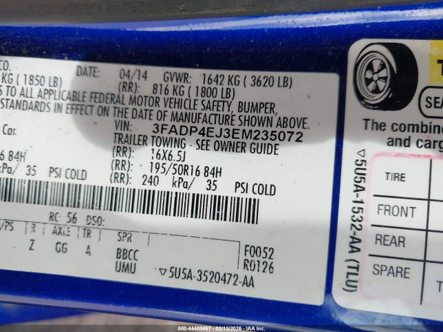 2014 FORD FIESTA 3FADP4EJ3EM235072 Photo 8