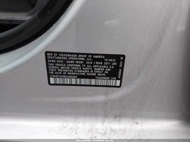 2013 VOLKSWAGEN PASSAT 1VWAP7A39DC059258 Photo 8