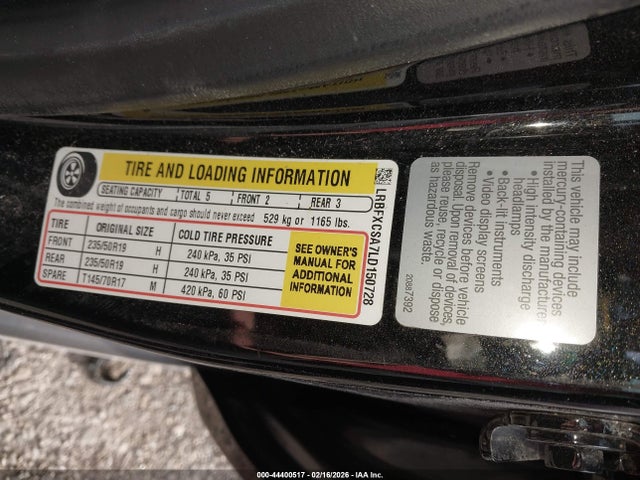 44400517 :رقم المزاد ، LRBFXCSA7LD150728 vin ، 2020 Buick Envision Fwd Essence مزاد بيع