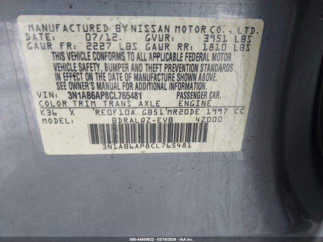 2012 NISSAN SENTRA 3N1AB6AP8CL765481 Photo 8