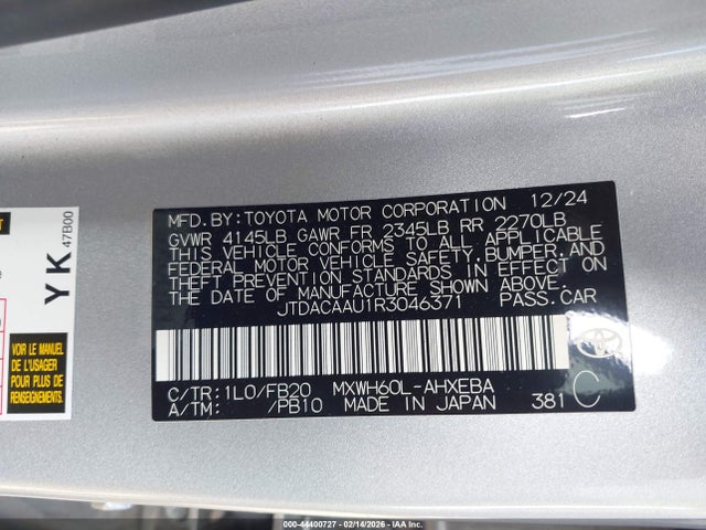 JTDACAAU1R3046371 Toyota Prius Le