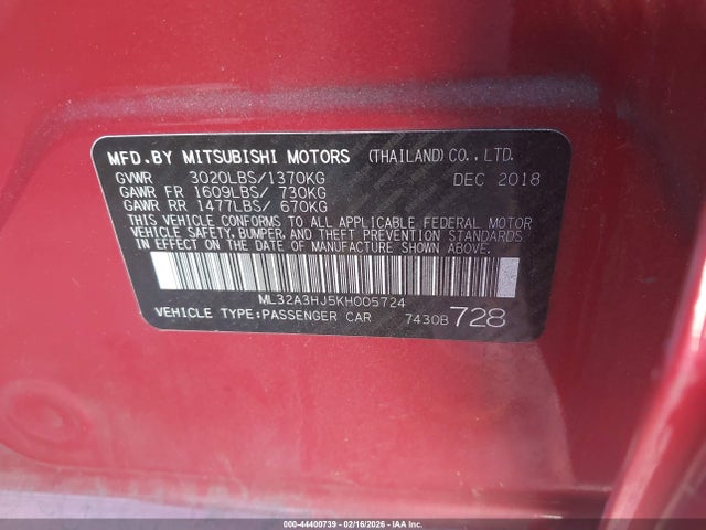 2019 MITSUBISHI MIRAGE ML32A3HJ5KH005724 Photo 8