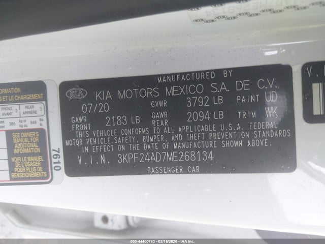 3KPF24AD7ME268134 KIA Forte Lxs