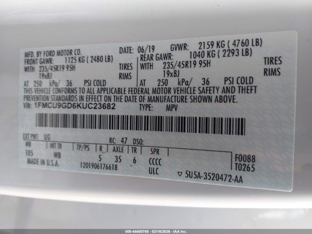 2019 FORD ESCAPE 1FMCU9GD6KUC23682 Photo 8