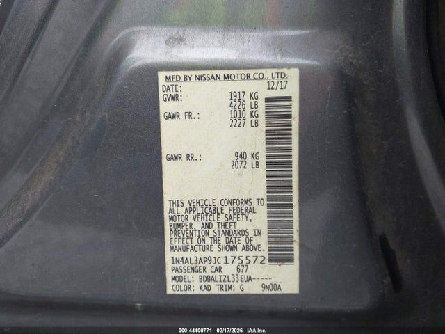 1N4AL3AP9JC175572 Nissan Altima 2.5 Sv