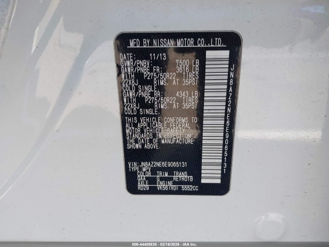 Aukcja sprzedaży 2014 Infiniti Qx80, vin: JN8AZ2NE6E9065131, numer aukcji: 44400830