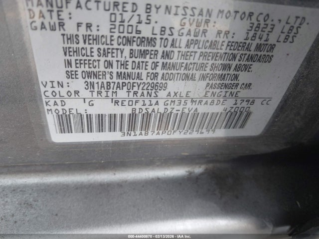 3N1AB7AP0FY229699 Nissan SENTRA SV