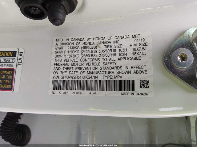 2HKRW2H51KH624784 Honda CR-V EX