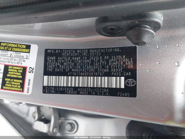 4T1G11AK6PU818767 Toyota CAMRY SE
