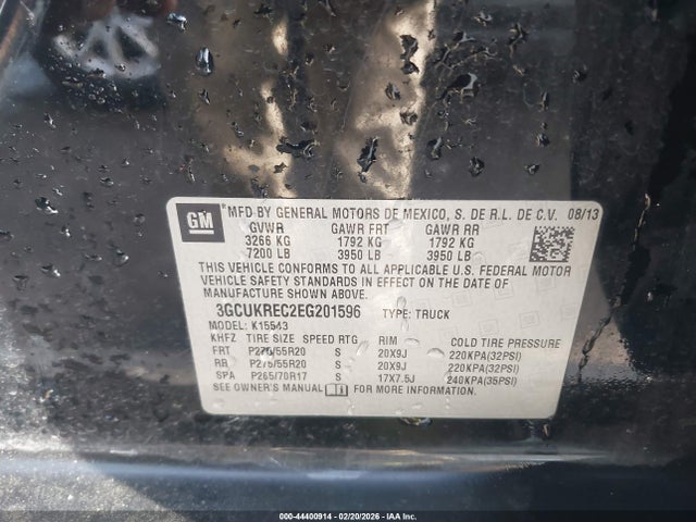 Продаж на аукціоні авто 2014 Chevrolet Silverado 1500 1lt, vin: 3GCUKREC2EG201596, номер лоту: 44400914