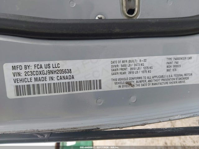 2022 DODGE CHARGER 2C3CDXGJ9NH205638 Photo 8