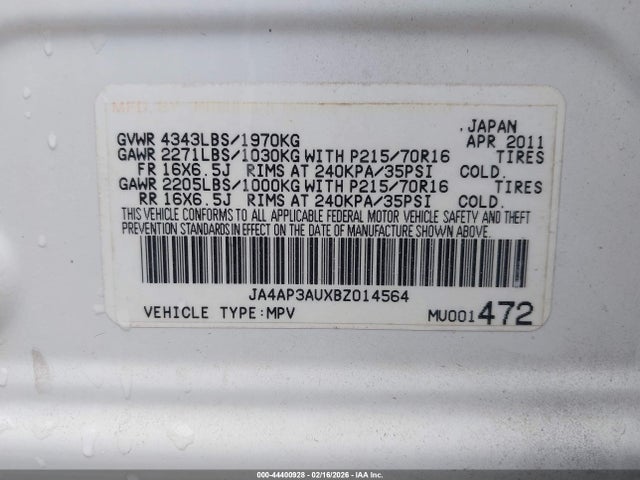 2011 MITSUBISHI OUTLANDER SPORT JA4AP3AUXBZ014564 Photo 8