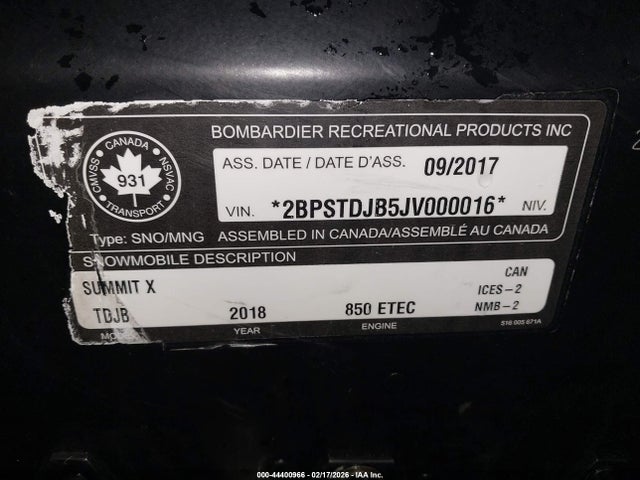 Ski-Doo Summit X 165 850 E-t 2018 2BPSTDJB5JV000016 Image 9