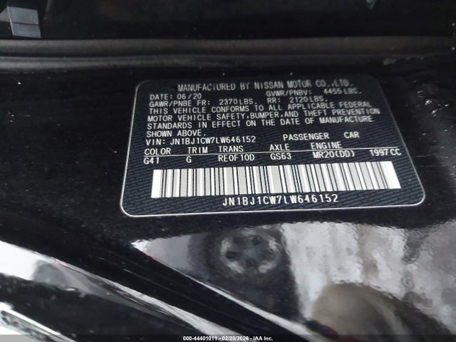 2020 Nissan Rogue Sport S Awd Xtronic Cvt მანქანა იყიდება აუქციონზე, vin: JN1BJ1CW7LW646152, აუქციონის ნომერი: 44401011