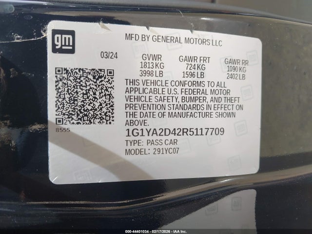 1G1YA2D42R5117709 Chevrolet Corvette Stingray Rwd 1lt