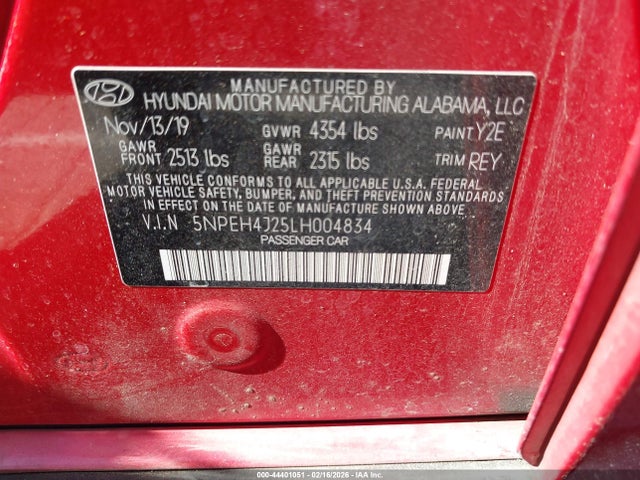 Продажа на аукционе авто 2020 Hyundai Sonata Limited, vin: 5NPEH4J25LH004834, номер лота: 44401051
