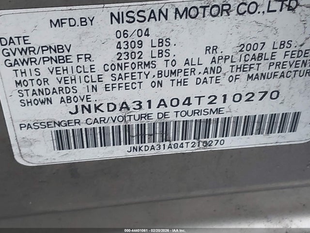 Aukcja sprzedaży 2004 Infiniti I35 Luxury, vin: JNKDA31A04T210270, numer aukcji: 44401061