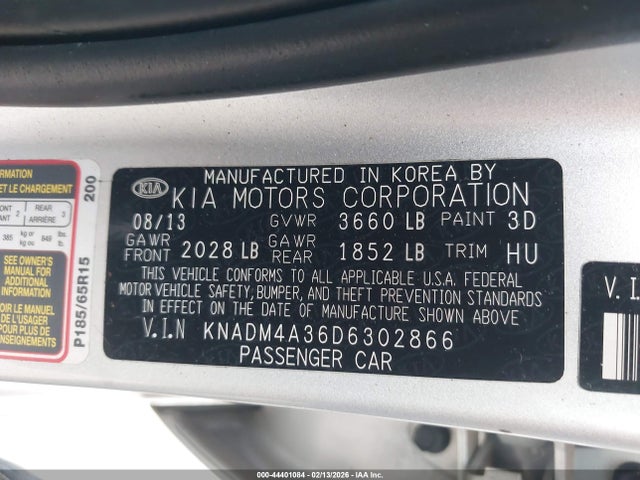 2013 KIA RIO KNADM4A36D6302866 Photo 8