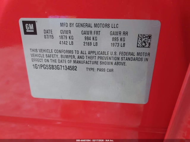 1G1PG5SB3G7134582 Chevrolet Cruze Limited Ltz Auto