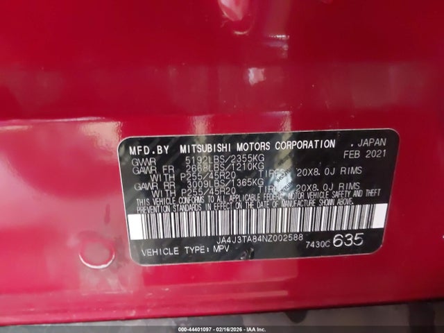 2022 MITSUBISHI OUTLANDER JA4J3TA84NZ002588 Photo 8