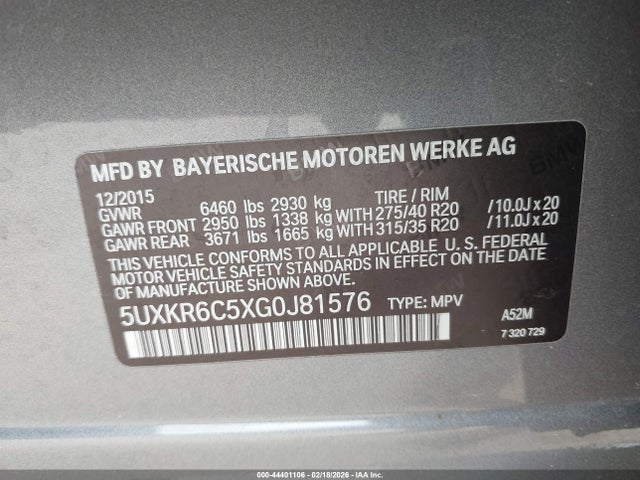 Продажа на аукционе авто 2016 Bmw X5 Xdrive50i, vin: 5UXKR6C5XG0J81576, номер лота: 44401106