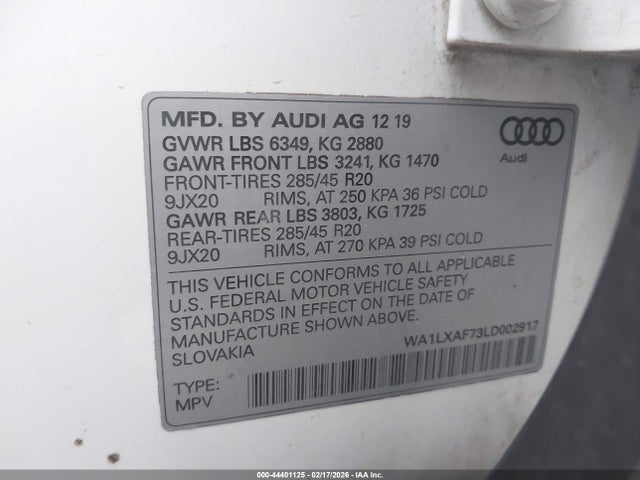 Продажа на аукционе авто 2020 Audi Q7 Premium Plus 55 Tfsi Quattro Tiptronic, vin: WA1LXAF73LD002917, номер лота: 44401125