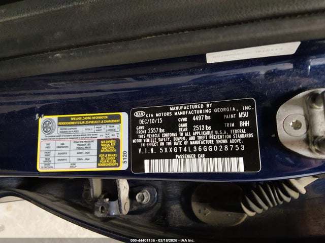 5XXGT4L36GG028753 KIA Optima Lx
