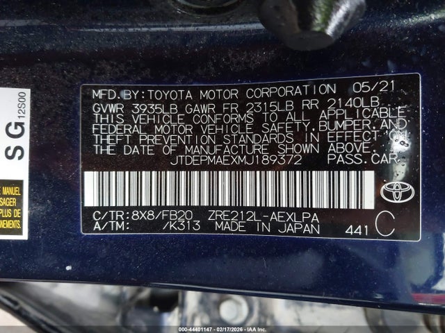 2021 TOYOTA COROLLA JTDEPMAEXMJ189372 Photo 8