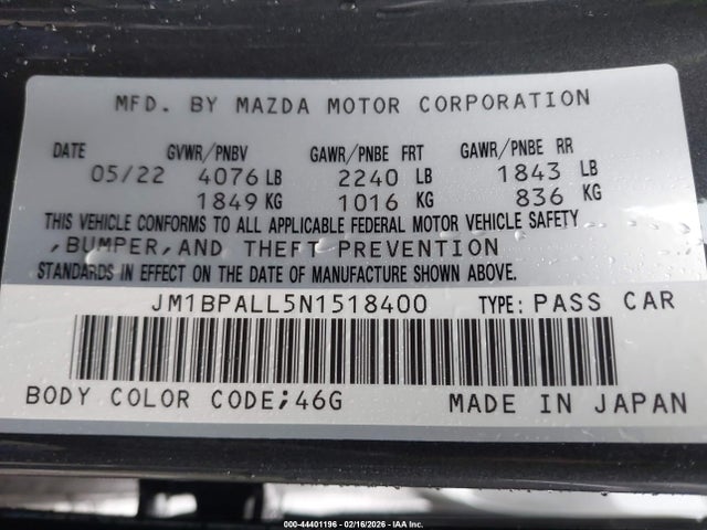 2022 MAZDA MAZDA3 JM1BPALL5N1518400 Photo 8